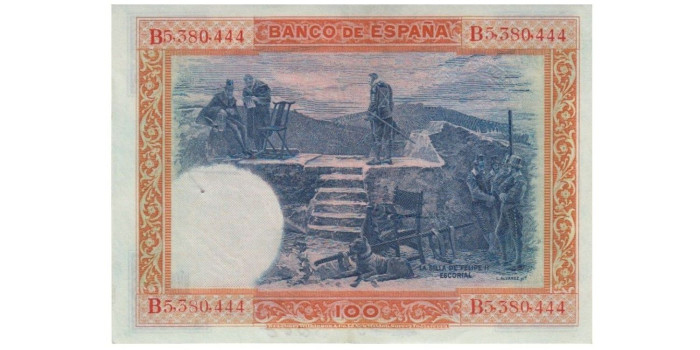 F337A-F - 100 Pesetas 1925 MBC+  serie B SELLO EN SECO