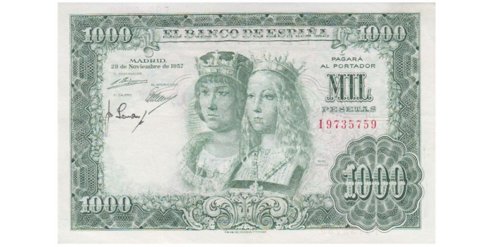 F494F - 1000 Pesetas 29-11-1957 EBC-  SERIE A/1Z