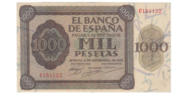 F485G.- 1000 PESETAS 21 DE NOVIEMBRE 1936 MBC+. SERIE C