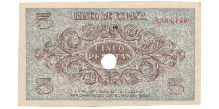 F430H.- 5 Pesetas 21 de Noviembre 1936. EBC. TALADRO