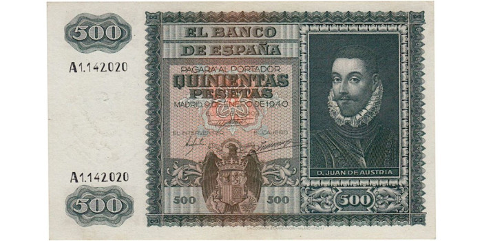 F476F.- 500 Pesetas 9 de Enero 1940.  MBC+