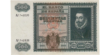 F476F.- 500 Pesetas 9 de Enero 1940.  MBC+