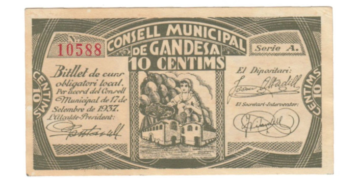 LOCALES - GANDESA - 10 Ctm. 1937 - EBC