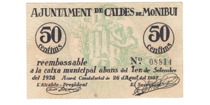 LOCALES - CALDES DE MONIBUI - 50 Ctm. 1937 - EBC