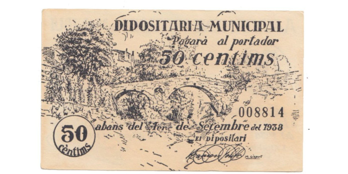 LOCALES - CALDES DE MONIBUI - 50 Ctm. 1937 - EBC