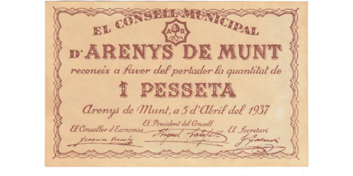 LOCALES - ARENYS DE MUNT - 1 Pts. 5-4-1937 - EBC