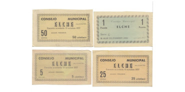 LOCALES - ELCHE - 5, 25, Y 50 Ctm.Y 1 Pts - 15-10-1937 - EBC