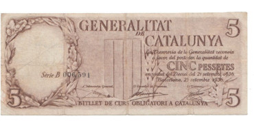 LOCALES - GENERALITAT DE CATALUÑA - 5 Pts. 1936  