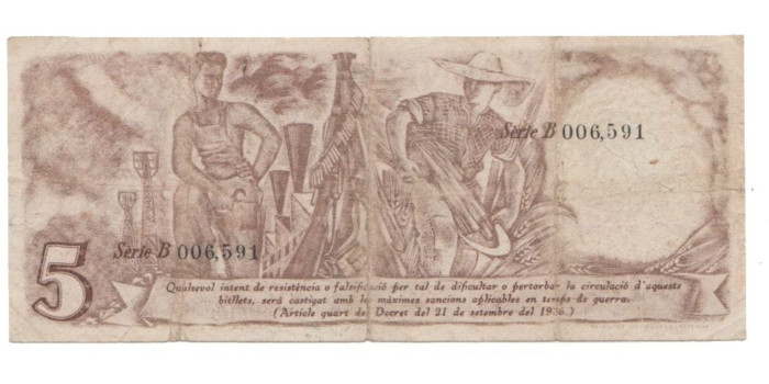 LOCALES - GENERALITAT DE CATALUÑA - 5 Pts. 1936  