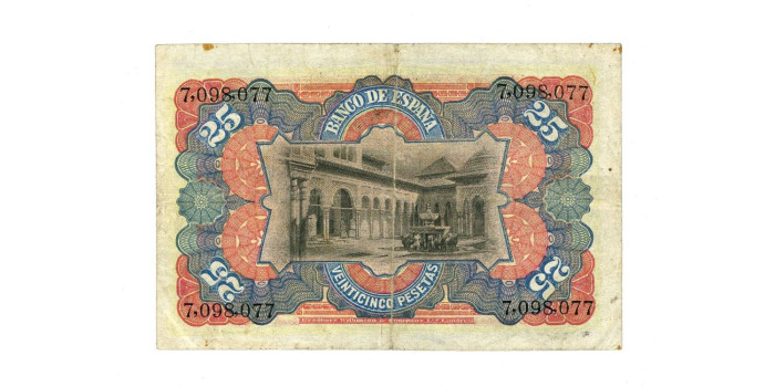 F306D.- 25 PESETAS 15 DE JULIO 1907 SIN SERIE. MBC-