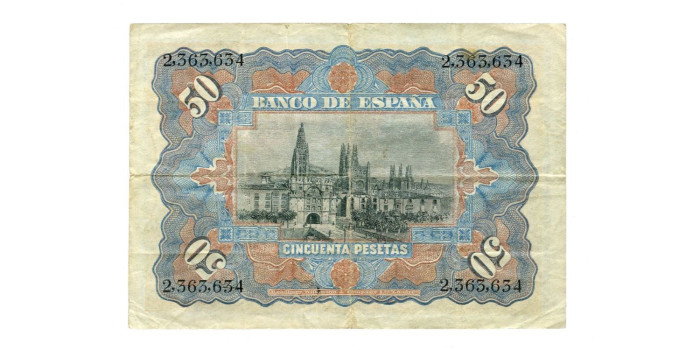 F319C.- 50 PESETAS 15 DE JULIO 1907 SIN SERIE. BC