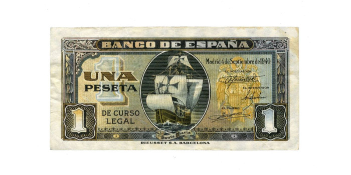 F415E.- 1 PESETA 4 DE SEPTIEMBRE 1940 SIN SERIE - MBC