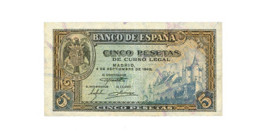 F434H.- 5 PESETAS 4 DE SEPTIEMBRE 1940 SERIE A/M - EBC
