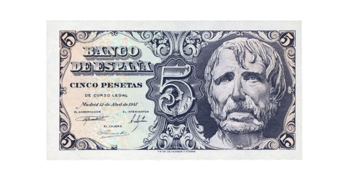 F440K.- 5 PESETAS 12 DE ABRIL 1947 SERIE A/E - SC