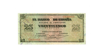F450E.- 25 PESETAS 20 DE MAYO 1938 SERIE A/F - MBC