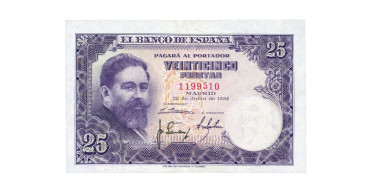 F454H.- 25 PESETAS 22 DE JULIO 1954 SIN SERIE - EBC