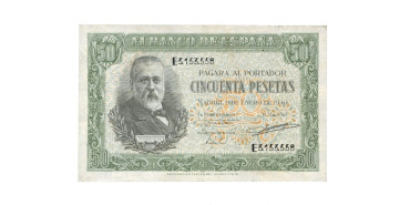 F458F.- 50 PESETAS 9 DE ENERO 1940 SERIE A/E - MBC+