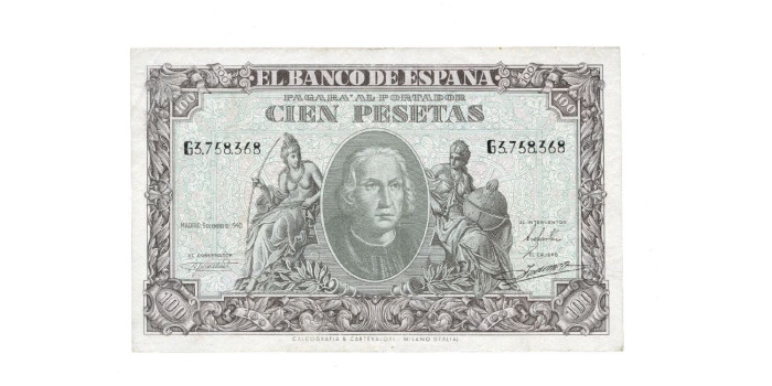 F463F.- 100 PESETAS 9 DE ENERO 1940 SERIE A/I - MBC+