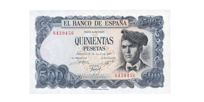 F483I.- 500 PESETAS 23 DE JULIO 1971 SIN SERIE - EBC+