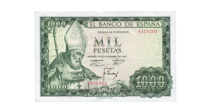 F495G.- 1000 PESETAS 19 DE NOVIEMBRE 1965 SIN SERIE - EBC-