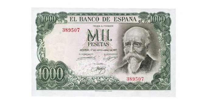 F497K.- 1000 PESETAS 17 DE SEPTIEMBRE 1971 SIN SERIE - SC