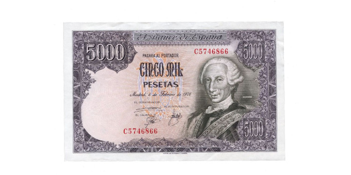 F513E.- 5000 PESETAS 6 DE FEBRERO 1976 SERIE A/2N - MBC