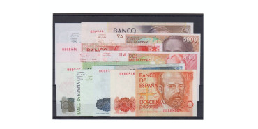 F522.2 - SERIE 11 BILLETES 1978-1992. MISMA NUMERACION. SIN SERIE. 000846