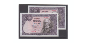 F513K.2 - PAREJA 5000 PESETAS 1976 SC. SIN SERIE. BAJA NUMERACION