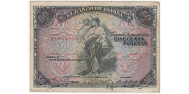 F318C.- 50 PESETAS 24 DE SEPTIEMBRE 1906 S-A/C.  BC