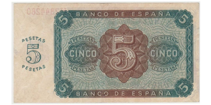 F433F- 5 Pesetas 10-8-1938 SERIE A/M.  MBC+