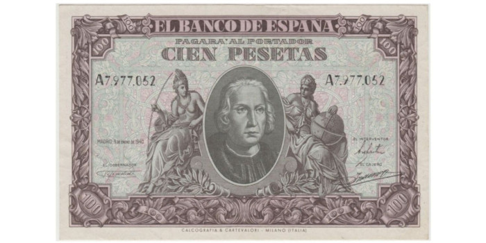 F463I.- 100 PESETAS 9 DE ENERO1940 SERIE A.  EBC+