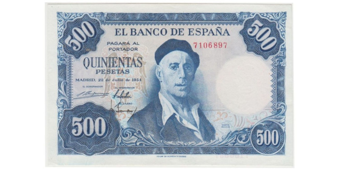 F481K.- 500 PESETAS 22 de JULIO 1954 SIN SERIE.  SC