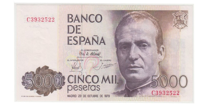 F515K.- 5000 PESETAS 23 DE OCTUBRE 1979 SERIE A/LB.  SC