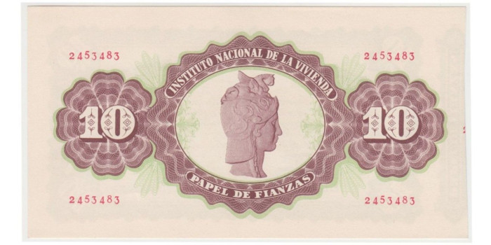 PAPEL DE FIANZAS 10 PESETAS INSTITUTO NACIONAL DE LA VIVIENDA