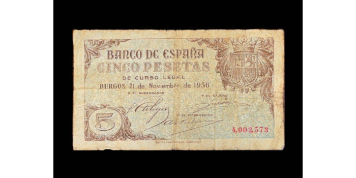 F430B.- 5 Pesetas 21 de Noviembre 1936. BC-