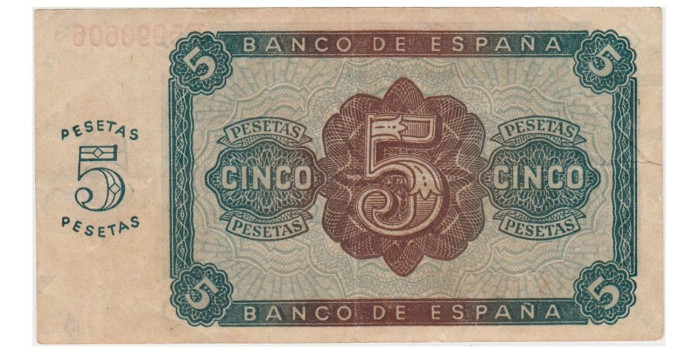 F433F- 5 Pesetas 10-8-1938 SERIE A/M.  MBC+