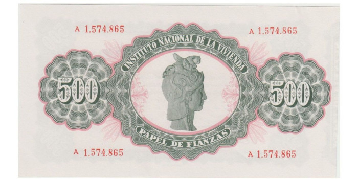 PAPEL DE FIANZAS 500 PESETAS INSTITUTO NACIONAL DE LA VIVIENDA