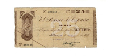 BANCO ESPAÑA -BILBAO 25 Pts 1-9-1936 RC- SIN SERIE-Banco del Comercio