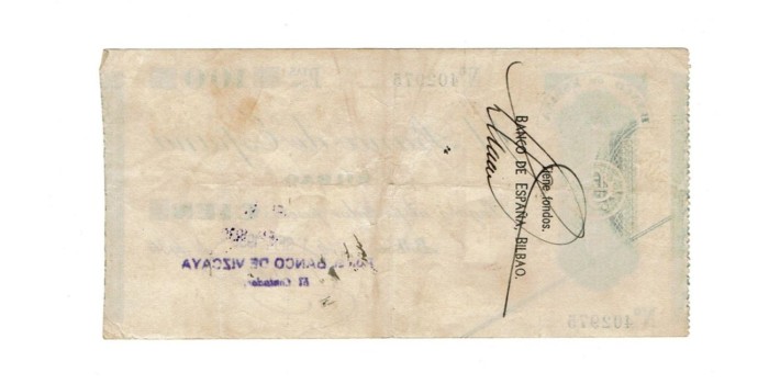 BANCO ESPAÑA -BILBAO 100 Pts 1-9-1936 MBC- SIN SERIE-Banco de Vizcaya
