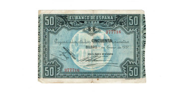 BANCO ESPAÑA-BILBAO 50 Pts 1-1-1937BC -Banco de Vizcaya