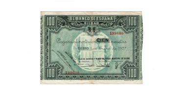 BANCO ESPAÑA-BILBAO 100 Pts 1-1-1937 MBC-. Caja de Ahorros