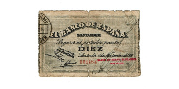 BANCO ESPAÑA - SANTANDER 10 Pts 1-9-1936 MC- SIN SERIE-Banco deBilbao