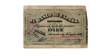 BANCO ESPAÑA - SANTANDER 10 Pts 1-9-1936 MC- SIN SERIE-Banco Mercantil