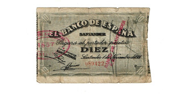 BANCO ESPAÑA - SANTANDER 10 Pts 1-9-1936 MC- SIN SERIE-Banco de Santander