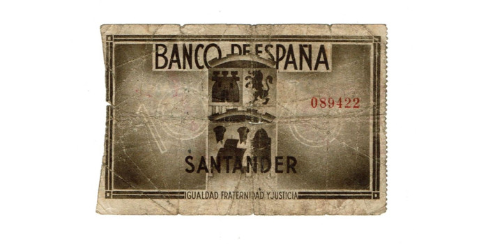 BANCO ESPAÑA - SANTANDER 10 Pts 1-9-1936 MC- SIN SERIE-Banco de Santander