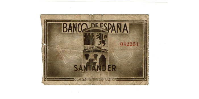 BANCO ESPAÑA - SANTANDER 10 Pts 1-9-1936 MC- SIN SERIE- Monte de Piedad