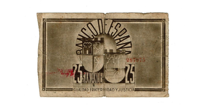 BANCO ESPAÑA - SANTANDER 25 Pts 1-9-1936 MC- SIN SERIE-Banco deBilbao