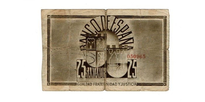 BANCO ESPAÑA - SANTANDER 25 Pts 1-9-1936 MC- SIN SERIE-Banco Mercantil