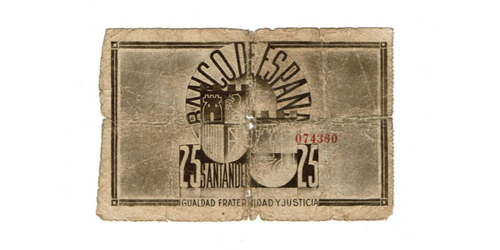 BANCO ESPAÑA - SANTANDER 25 Pts 1-9-1936 MC- SIN SERIE-Banco Mercantil