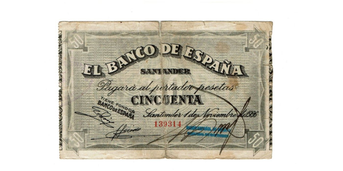 BANCO ESPAÑA - SANTANDER 50 Pts 1-9-1936 MC- SIN SERIE- Español de Credito